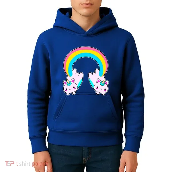 Rainbow Cat Twin Caticorns Kids Hoodie