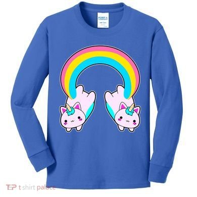 Rainbow Cat Twin Caticorns Kids Long Sleeve Shirt