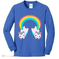 Rainbow Cat Twin Caticorns Kids Long Sleeve Shirt thumb 0