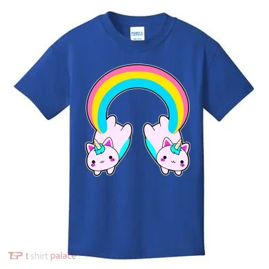 Rainbow Cat Twin Caticorns Kids T-Shirt