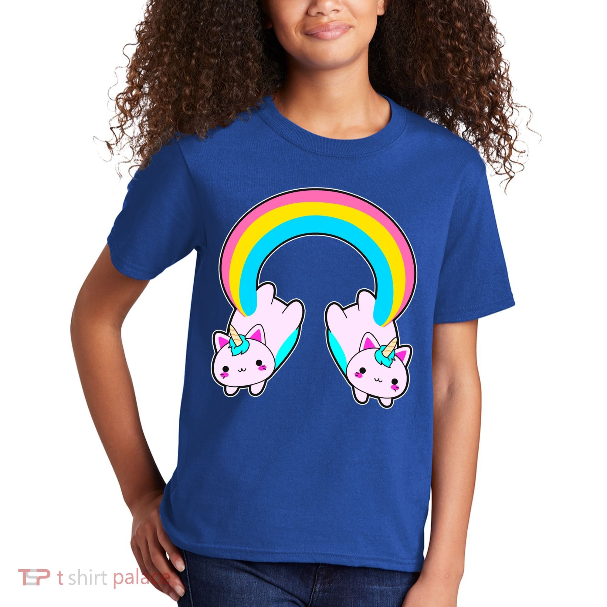 Rainbow Cat Twin Caticorns Kids T-Shirt