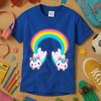 Rainbow Cat Twin Caticorns Kids T-Shirt thumb 3
