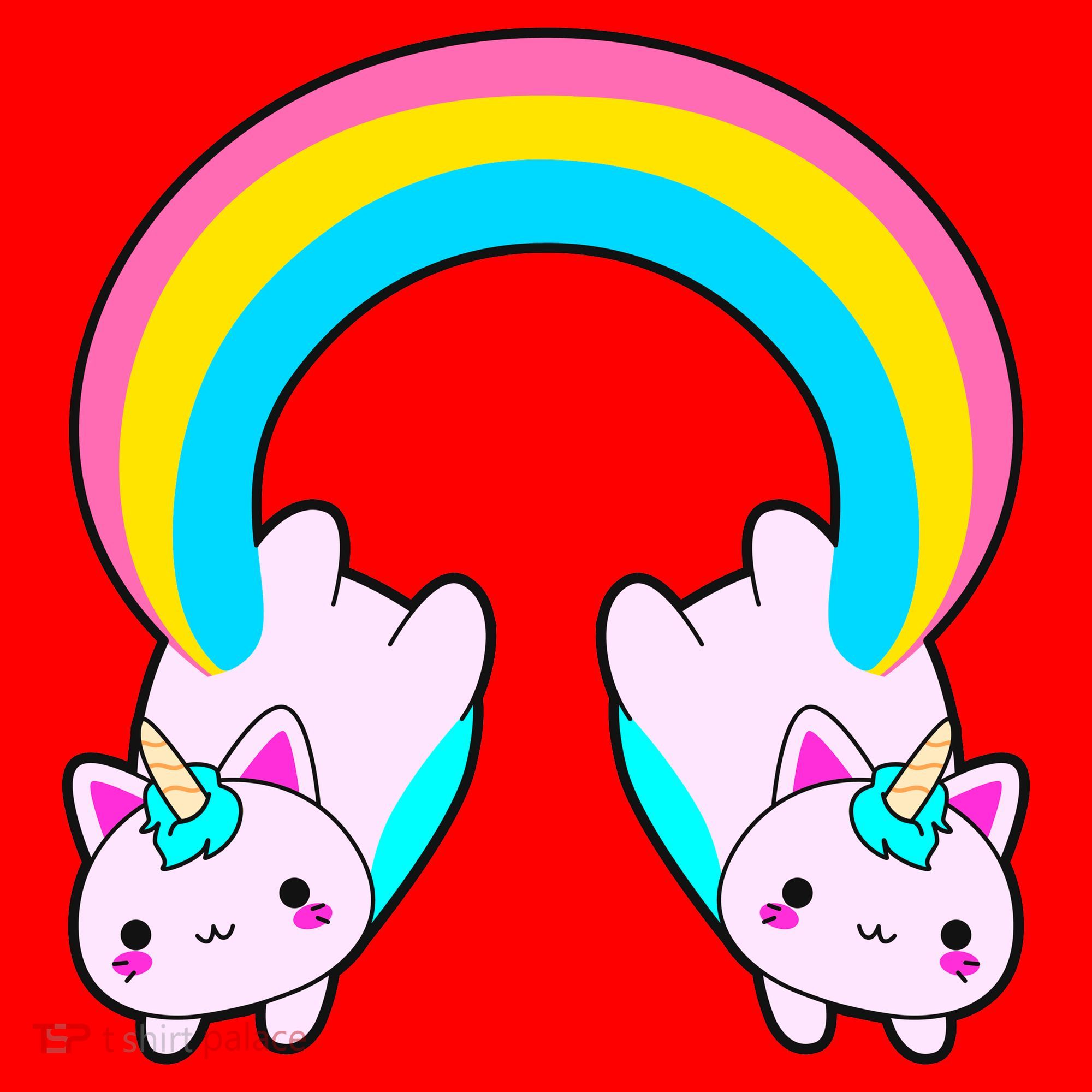 Rainbow Cat Twin Caticorns Santa Hat
