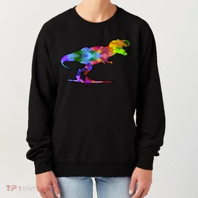 Rainbow Colorful Trex Dinosaur Women's Sweatshirt