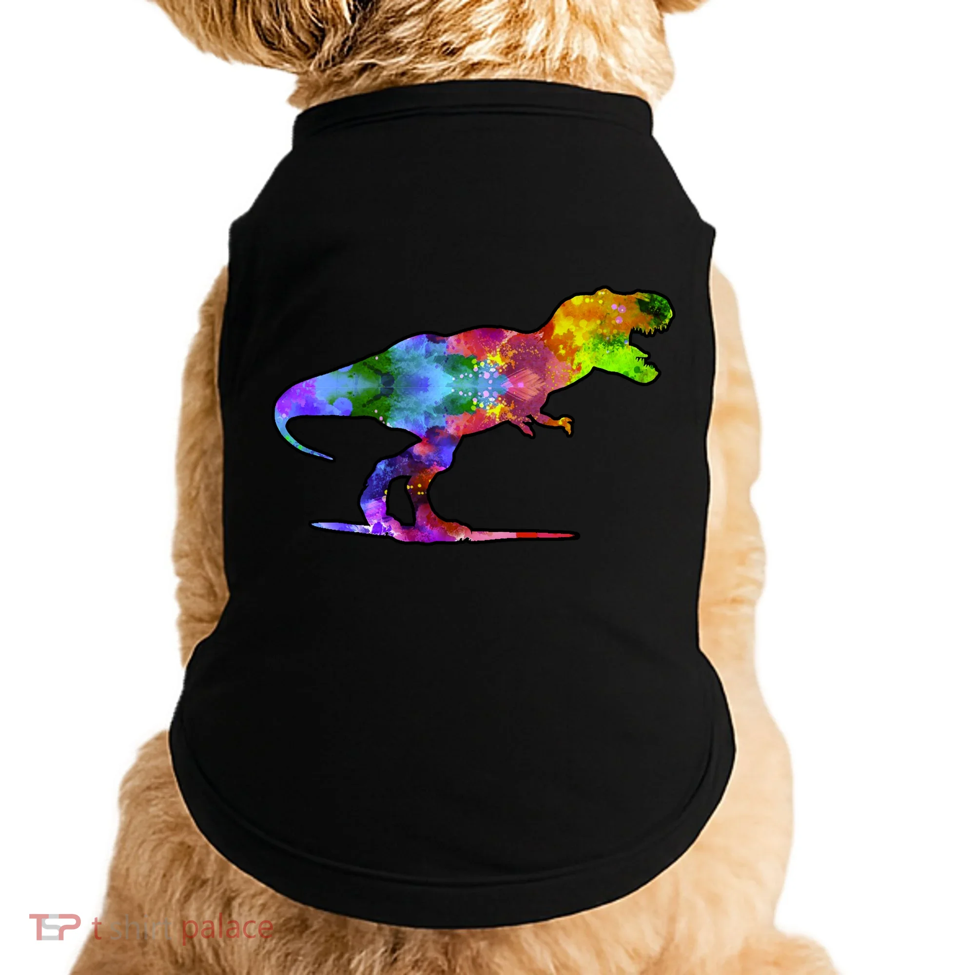 Rainbow Colorful Trex Dinosaur Doggie Tank