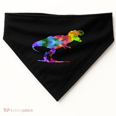 Rainbow Colorful Trex Dinosaur USA-Made Doggie Bandana
