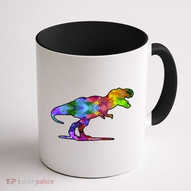 Rainbow Colorful Trex Dinosaur Coffee Mug back