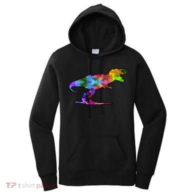 Rainbow Colorful Trex Dinosaur Women's Hoodie