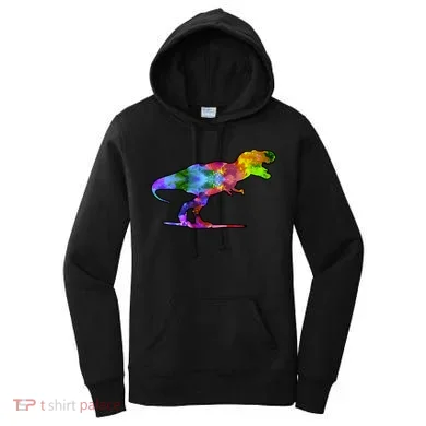 Rainbow Colorful Trex Dinosaur Women's Hoodie