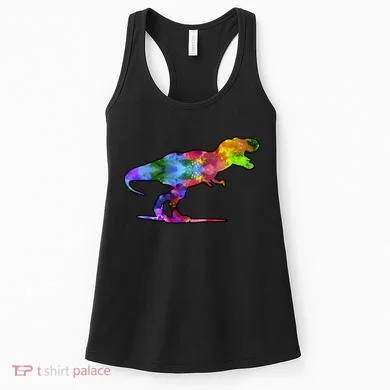 Rainbow Colorful Trex Dinosaur Women's Tank Top