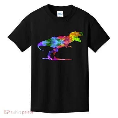 Rainbow Colorful Trex Dinosaur Kids T-Shirt