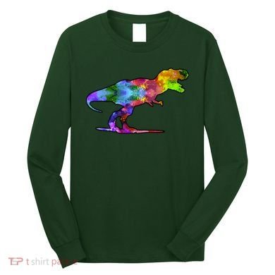 Rainbow Colorful Trex Dinosaur Long Sleeve Shirt