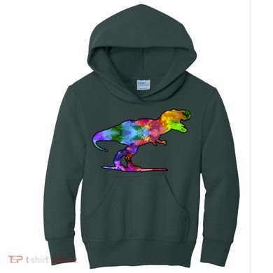 Rainbow Colorful Trex Dinosaur Kids Hoodie