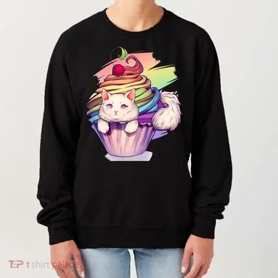 Rainbow Cupcake Kitten Cute Cat Women's Sweatshirt