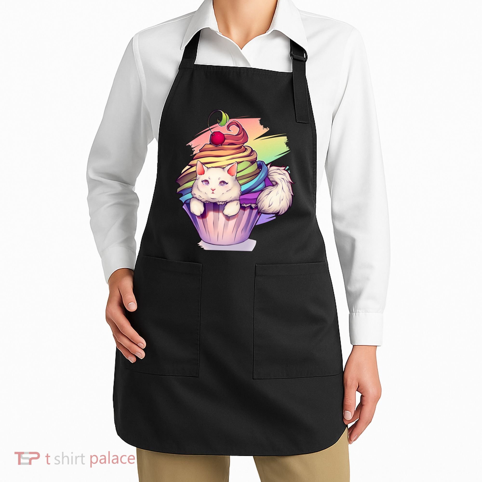 Rainbow Cupcake Kitten Cute Cat Apron