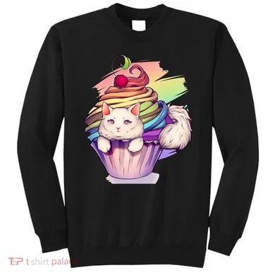 Rainbow Cupcake Kitten Cute Cat Sweatshirt