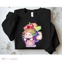 Rainbow Cupcake Kitten Cute Cat Sweatshirt thumb 2