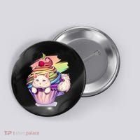Rainbow Cupcake Kitten Cute Cat Button thumb 0