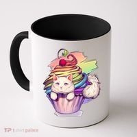 Rainbow Cupcake Kitten Cute Cat Coffee Mug thumb 0