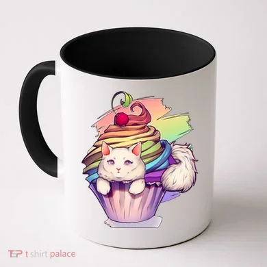 Rainbow Cupcake Kitten Cute Cat Coffee Mug