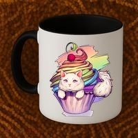 Rainbow Cupcake Kitten Cute Cat Coffee Mug thumb 2