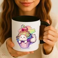 Rainbow Cupcake Kitten Cute Cat Coffee Mug thumb 3