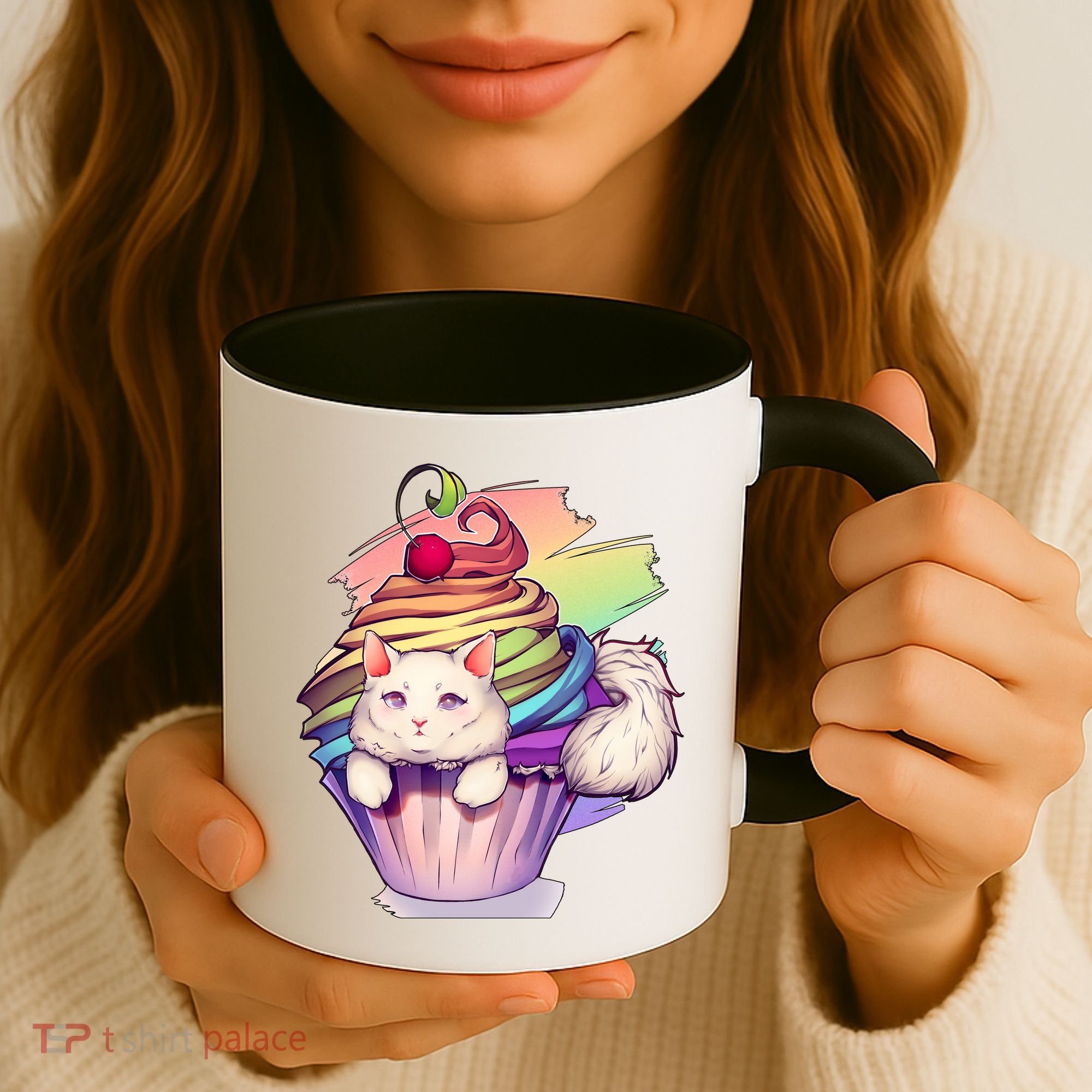 Rainbow Cupcake Kitten Cute Cat Coffee Mug