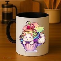 Rainbow Cupcake Kitten Cute Cat Coffee Mug thumb 4