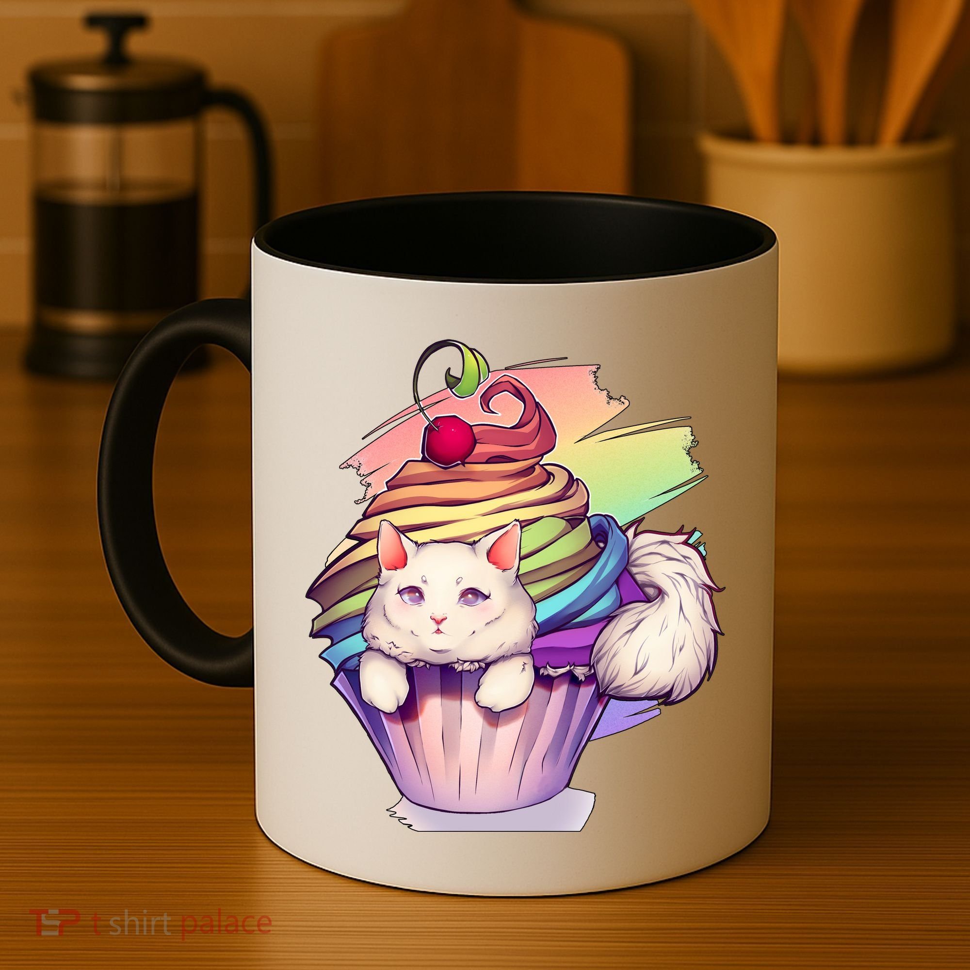 Rainbow Cupcake Kitten Cute Cat Coffee Mug