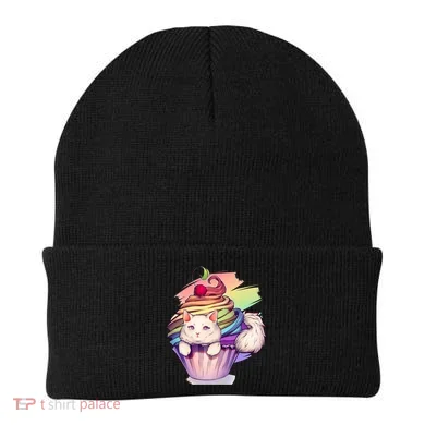 Rainbow Cupcake Kitten Cute Cat Beanie