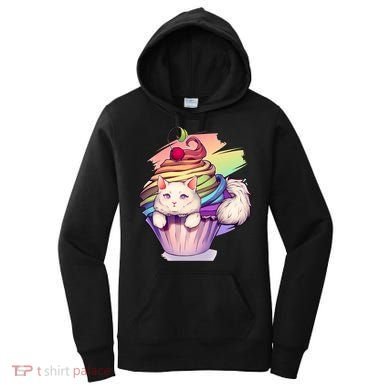 Rainbow Cupcake Kitten Cute Cat Women's Hoodie