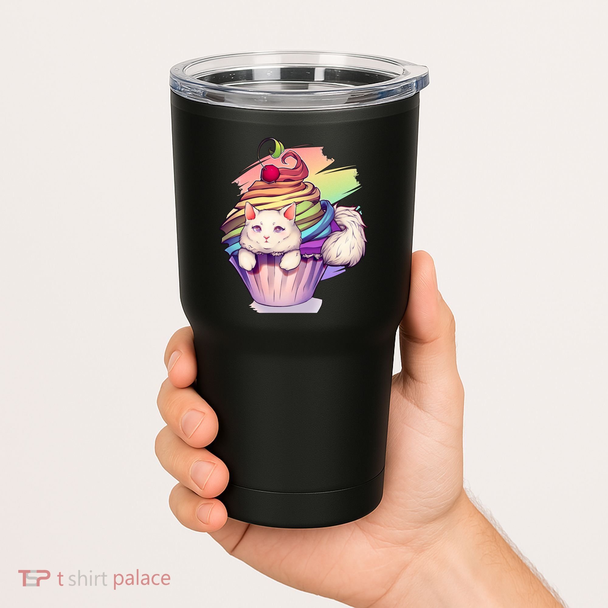 Rainbow Cupcake Kitten Cute Cat Tumbler