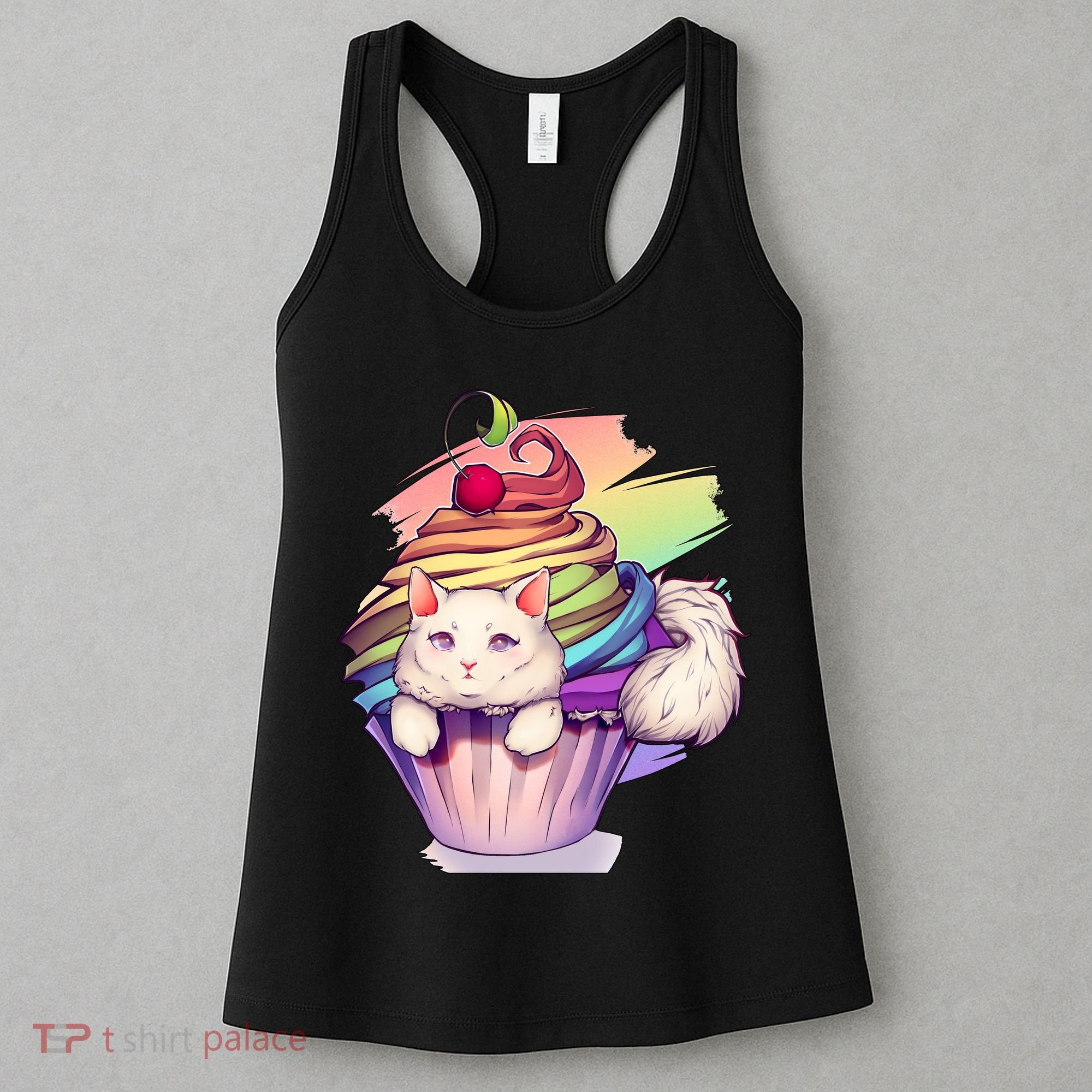 Rainbow Cupcake Kitten Cute Cat Women's Tank Top