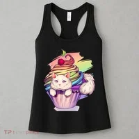 Rainbow Cupcake Kitten Cute Cat Women's Tank Top thumb 3