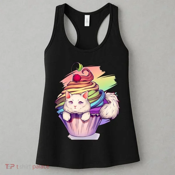 Rainbow Cupcake Kitten Cute Cat Women's Tank Top