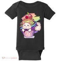 Rainbow Cupcake Kitten Cute Cat Baby Bodysuit thumb 0