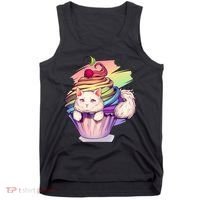 Rainbow Cupcake Kitten Cute Cat Tank Top thumb 0