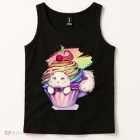 Rainbow Cupcake Kitten Cute Cat Tank Top thumb 2