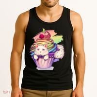 Rainbow Cupcake Kitten Cute Cat Tank Top thumb 3