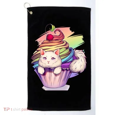 Rainbow Cupcake Kitten Cute Cat Golf Towel