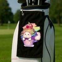 Rainbow Cupcake Kitten Cute Cat Golf Towel thumb 2