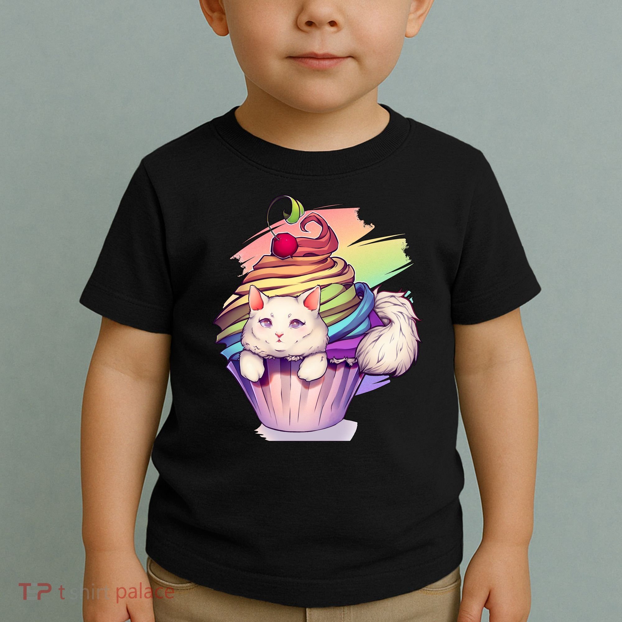 Rainbow Cupcake Kitten Cute Cat Toddler T-Shirt