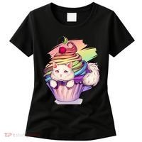 Rainbow Cupcake Kitten Cute Cat Women's T-Shirt thumb 0