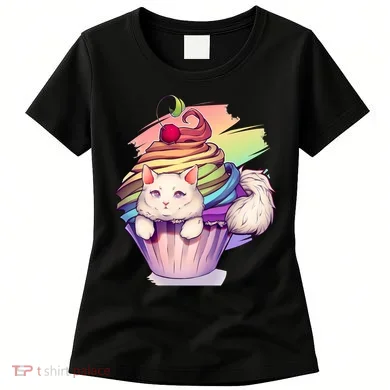 Rainbow Cupcake Kitten Cute Cat Women's T-Shirt
