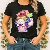 Rainbow Cupcake Kitten Cute Cat Women's T-Shirt thumb 2