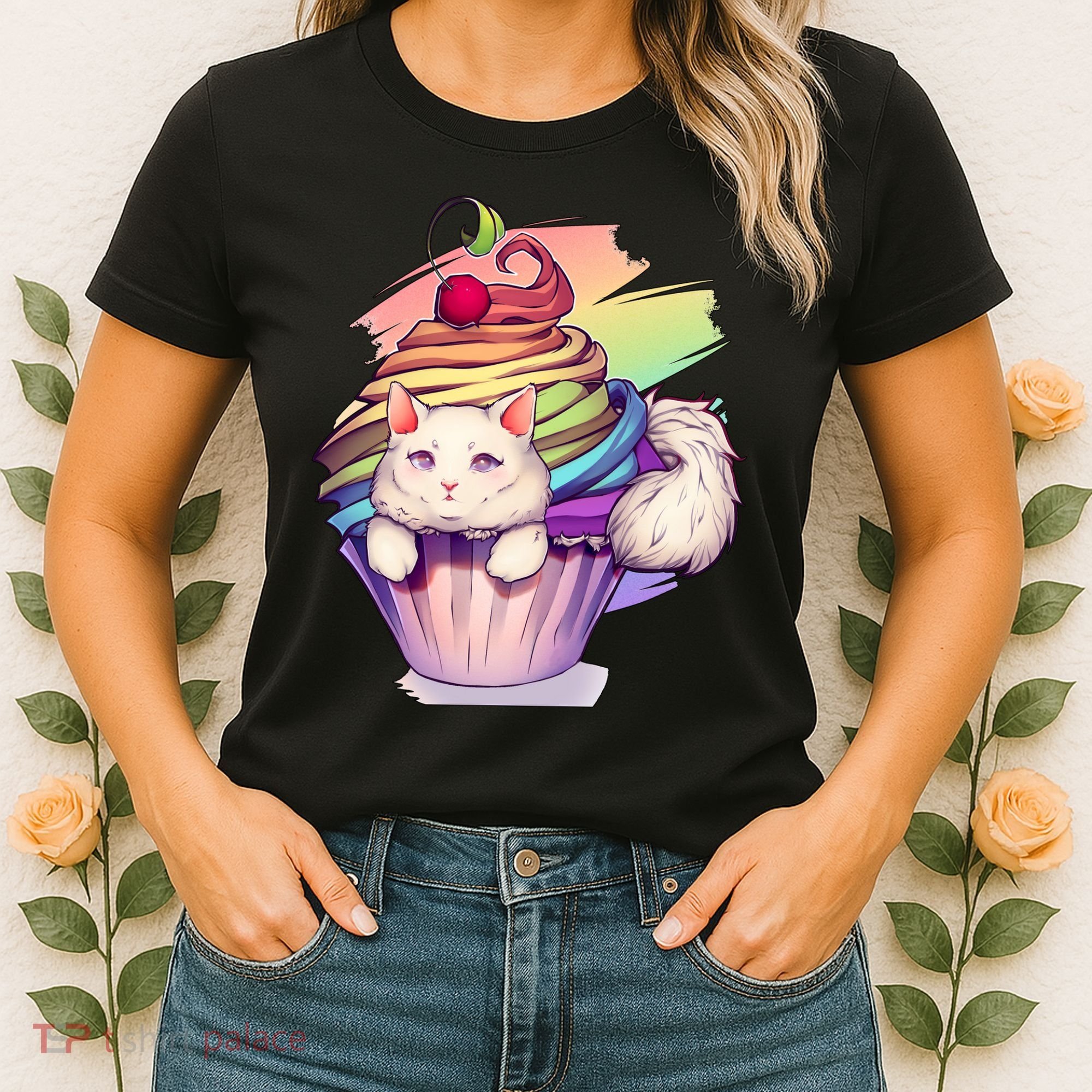 Rainbow Cupcake Kitten Cute Cat Women's T-Shirt