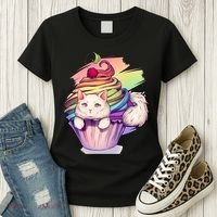 Rainbow Cupcake Kitten Cute Cat Women's T-Shirt thumb 3