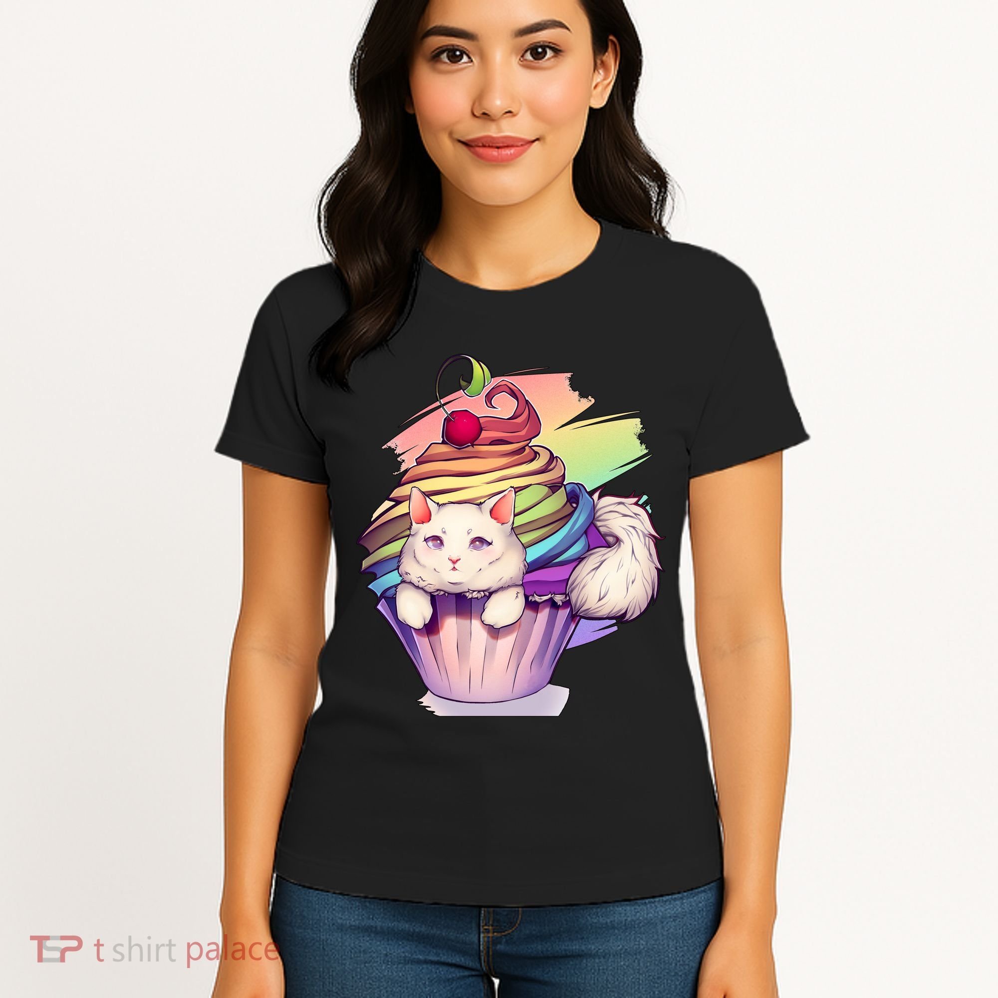 Rainbow Cupcake Kitten Cute Cat Women's T-Shirt