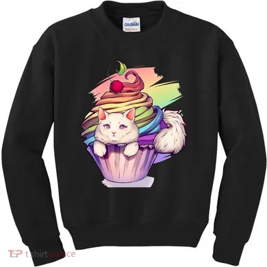 Rainbow Cupcake Kitten Cute Cat Kids Sweatshirt