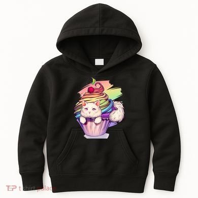 Rainbow Cupcake Kitten Cute Cat Kids Hoodie